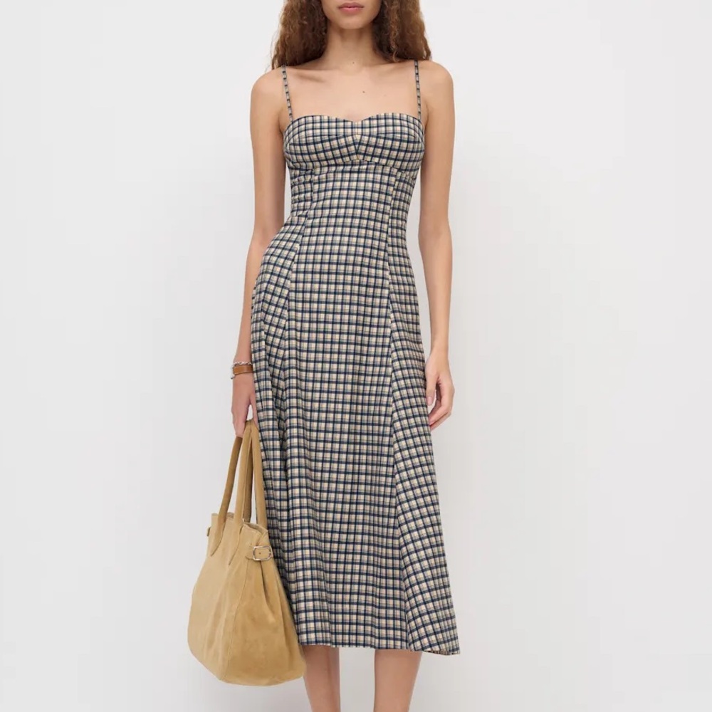 REFORMATION Kailani Plaid Midi Dress